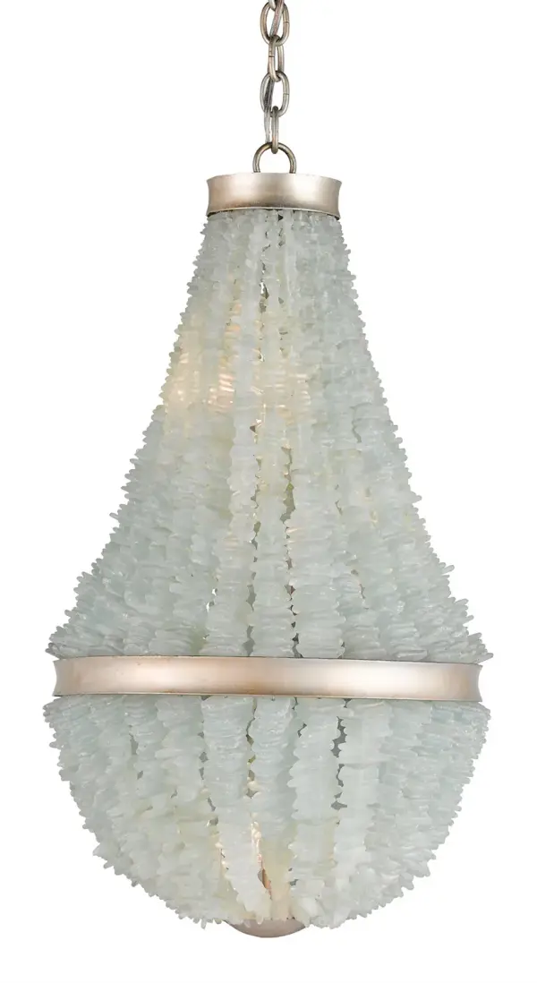 In Contemporary Silver Leaf/Seaglass by Currey and Company from the Platea Seaglass Chandelier collection