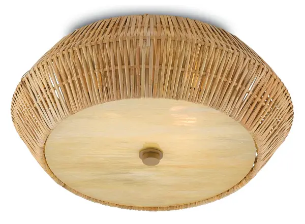 Antibes Two Light Flush Mount in Natural Rattan