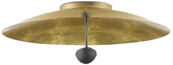 The Pinders Flush Mount is made of wrought iron in a contemporary gold finish. A design note of merit is how the bulb is set within a cup-like extension that is affixed to the thin, curved arm in a French black finish. When the light reflects off the gold interior, it intensifies the warmth of the illumination. Collection: Pinders Finish: Contemporary Gold Leaf/French Black Width: 27.75" Height: 9.75" Weight: 10.00 lb Canopy: 8.25``x1.5`` Number of Bulbs: 2 Maximum Wattage: 60.00 W Bulb Type: B Torpedo Bulb Base: E12 Dimmable Voltage: 120.00 V Material: Wrought Iron Country of Origin: Philippines Safety Listing: UL/cUL Safety Rating: Dry Connection: Hardwire Manufacturer Warranty: Warrants products for 1 yr against defects in materials & workmanship