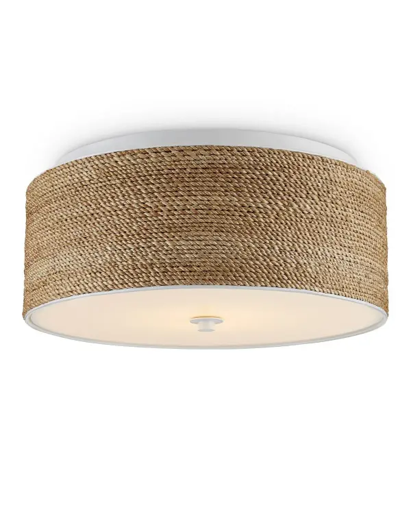 The Coulton brings natural texture and warmth through densely woven abaca rope in a sugar white finish. Its integrated LED provides efficient, warm illumination through an acrylic diffuser, making it ideal for coastal, organic, or transitional spaces.