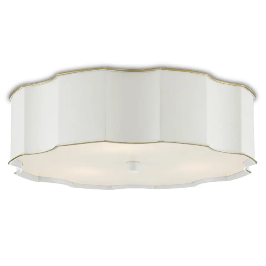 Wexford Three Light Flush Mount in Snow White and Gold