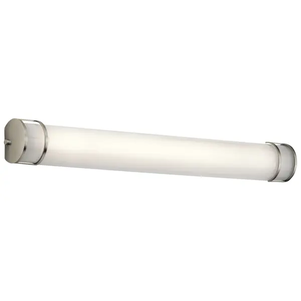 A sleek 36-inch linear LED fixture that delivers bright, even illumination perfect for bathroom vanities. The brushed nickel finish and white diffuser create a contemporary look that complements any décor.