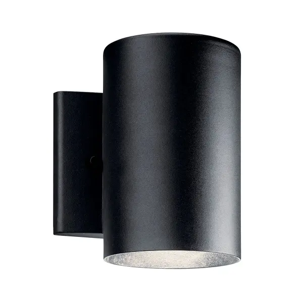 This compact cylinder wall sconce combines energy-efficient integrated LED technology with Dark Sky compliance, making it ideal for eco-conscious homeowners. The textured black finish and clean lines suit contemporary exteriors.