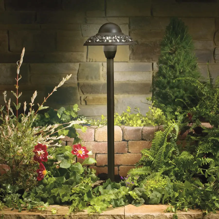 Pierced Dome Path Light in Textured Architectural Bronze