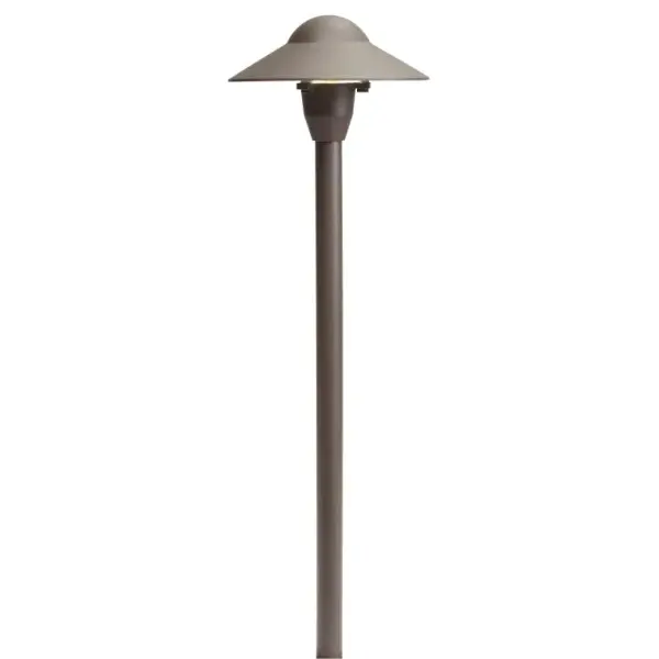 This 6-inch dome path light combines energy-efficient LED technology with a textured architectural bronze finish. Its compact size makes it ideal for smaller pathways and garden borders while providing reliable wet-rated illumination.