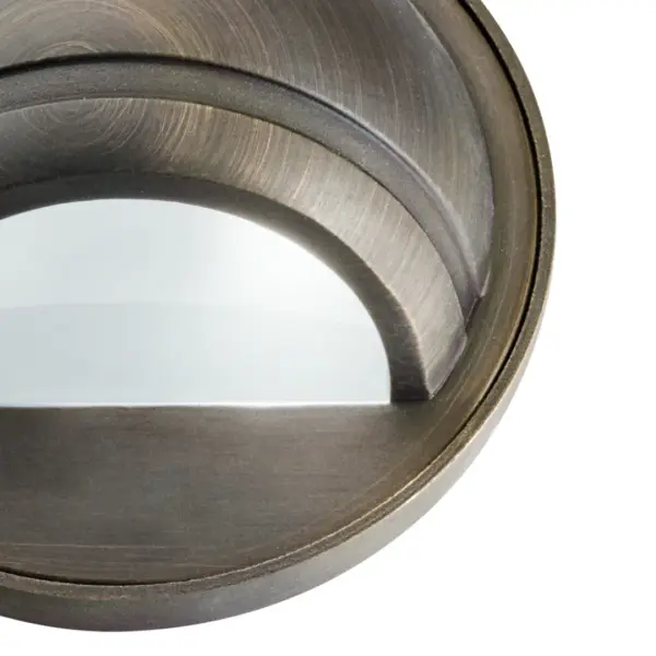 This compact 12V deck light features a timeless Centennial Brass finish, perfect for illuminating deck posts, railings, and outdoor pathways. Wet-rated for durability in all weather conditions. - alternate view