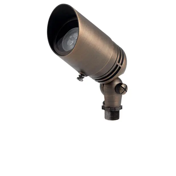 This compact 12V halogen spotlight delivers focused illumination in a durable wet-rated brass housing. Ideal for highlighting architectural features, trees, or garden focal points with traditional styling.