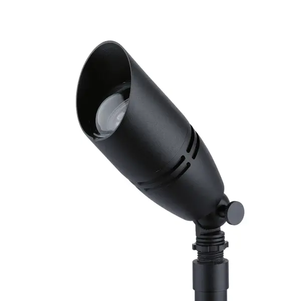 This compact 12V landscape accent light combines contemporary styling with practical functionality. The distinctive black brass finish adds sophistication to outdoor spaces while the spot/flood capability provides flexible illumination options.