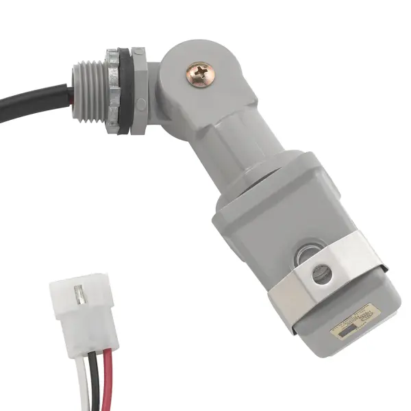 This compact photocell accessory provides automatic dusk-to-dawn operation for 12V landscape lighting systems. The durable black finish resists outdoor elements while the sensor ensures lights activate at sunset. - alternate view