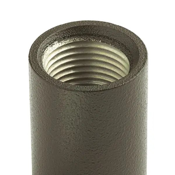 This stem coupler accessory provides a reliable connection point for 12V landscape lighting systems. The textured architectural bronze finish ensures weather resistance and durability in outdoor environments. - alternate view
