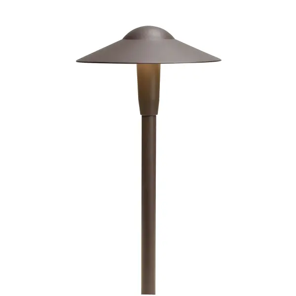 This shorter-stem path light delivers warm 2700K illumination ideal for low plantings and intimate garden spaces. The textured bronze finish and integrated LED provide maintenance-free operation with 40,000-hour lifespan.