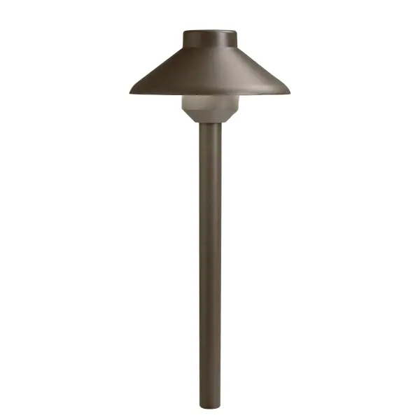 This stepped dome path light combines energy-efficient LED technology with rugged aluminum construction. The textured bronze finish adds sophistication to outdoor spaces while the integrated LED provides warm illumination.
