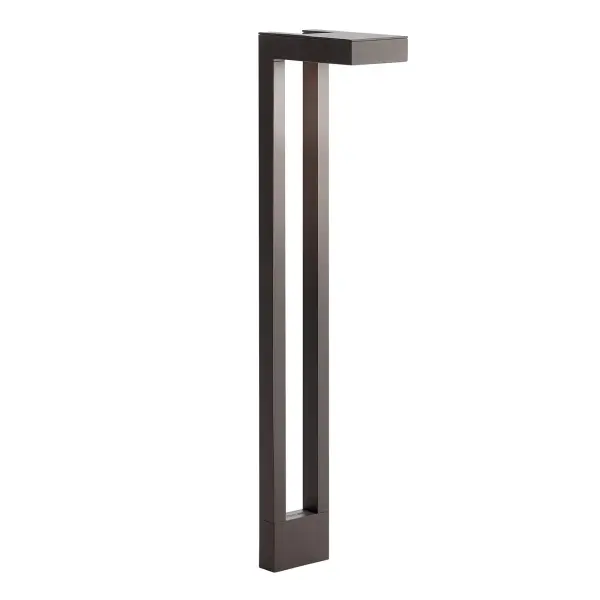 This sleek 22-inch path light combines contemporary design with premium brass materials and textured bronze finish. Wet-rated for all-weather durability, it provides reliable 12V landscape illumination with LED or halogen options. - alternate view