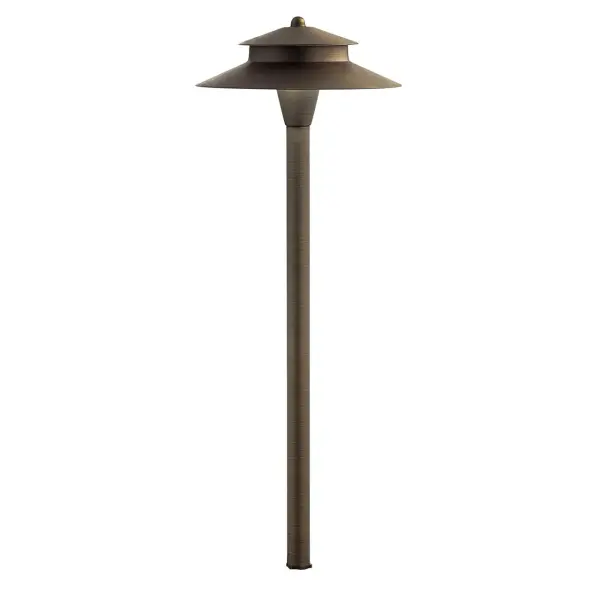 The CBR LED Integrated Path Light combines timeless brass styling with modern LED efficiency. At 22.75 inches tall with an 8.5-inch diameter, it provides 250 lumens of warm 2700K light while consuming just 3 watts.