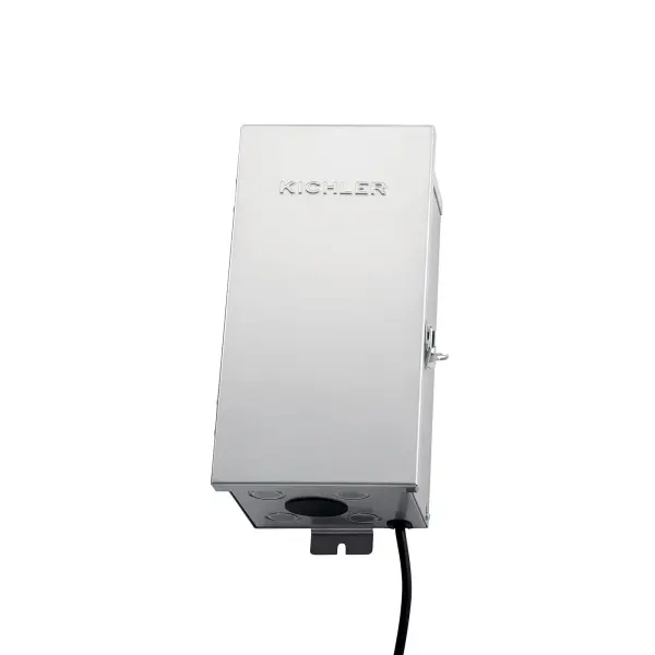 Durable stainless steel transformer designed for outdoor landscape lighting systems. Wet-rated for all-weather performance with 300-watt capacity to power multiple landscape fixtures. - alternate view