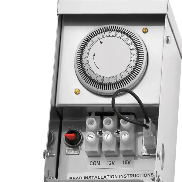 The Contractor Series 75W transformer delivers dependable power for landscape lighting systems. Built with weather-resistant stainless steel construction, it's designed for wet locations and outdoor durability. - alternate view