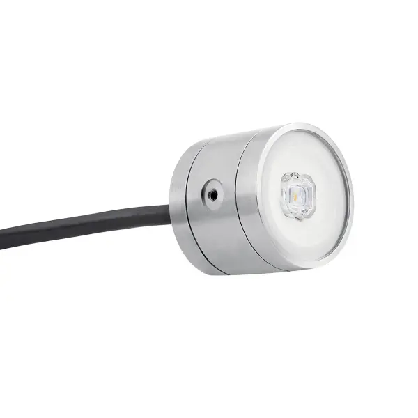 This compact 6W LED water light delivers 400 lumens of warm 2700K illumination with a 60-degree beam spread. Wet-rated stainless steel construction ensures durability in submersed applications.