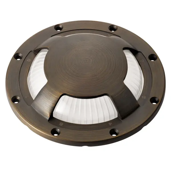 This compact in-ground accessory top in Centennial Brass finish provides a refined finishing touch for landscape lighting installations. Built for outdoor durability with quality brass construction.