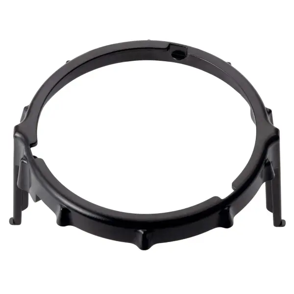 Durable black metal lens clip designed for secure attachment in outdoor landscape lighting fixtures. Compact 2.5" design ensures reliable performance in 12V low-voltage systems.