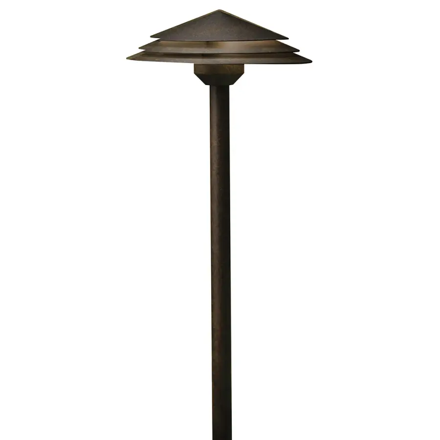 Round Tiered LED Path Light in Aged Bronze