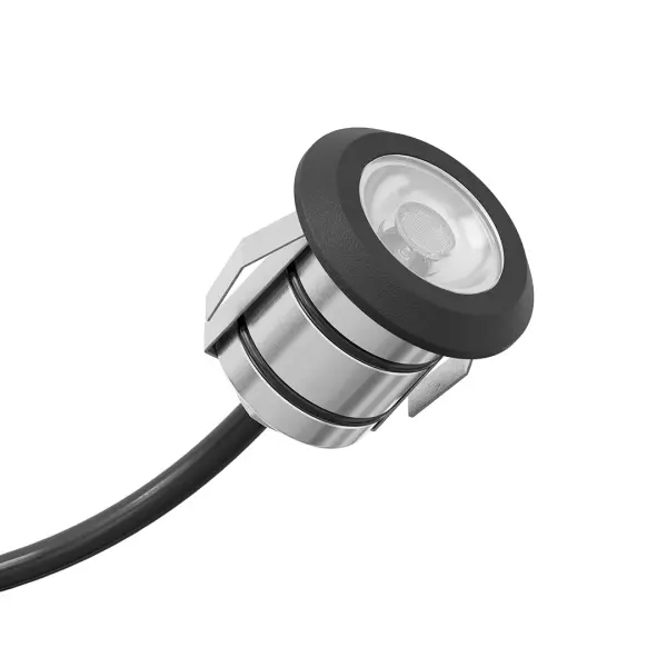This ultra-compact in-ground accent light delivers focused illumination with integrated LED technology. The Black Brass finish adds sophisticated contrast while the efficient 1.6W LED provides 100 lumens of warm 2700K light.