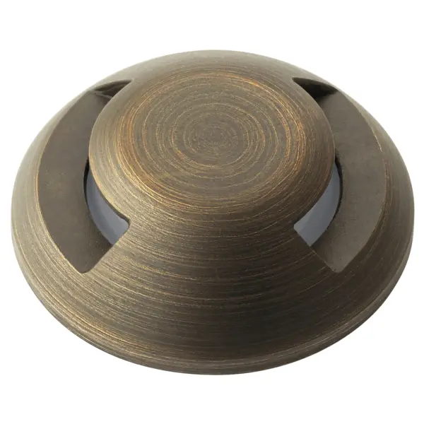 This compact brass accessory top transforms recessed landscape fixtures into elegant two-way lighting solutions. Perfect for walkways and pathways, it distributes light horizontally for enhanced safety and ambiance.