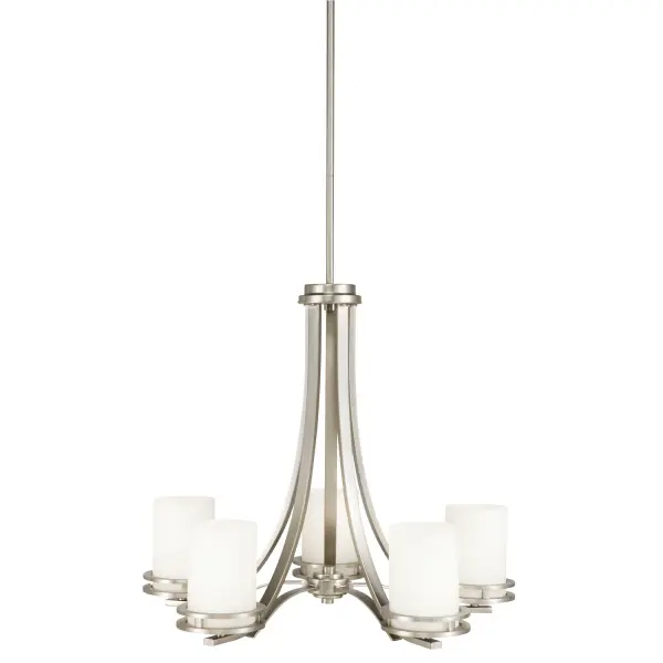 The Hendrik chandelier offers timeless appeal with its brushed nickel finish and soft opal glass shades. Its transitional design bridges traditional and contemporary spaces, while the generous 24.5-inch width provides substantial presence without overwhelming medium-sized rooms.