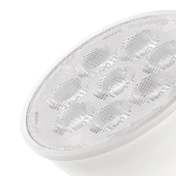 This 7W LED replacement lamp delivers warm 2700K light with 550 lumens output, perfect for 12V landscape lighting systems. The 60-degree beam spread provides focused illumination for pathways, gardens, and architectural features. - alternate view