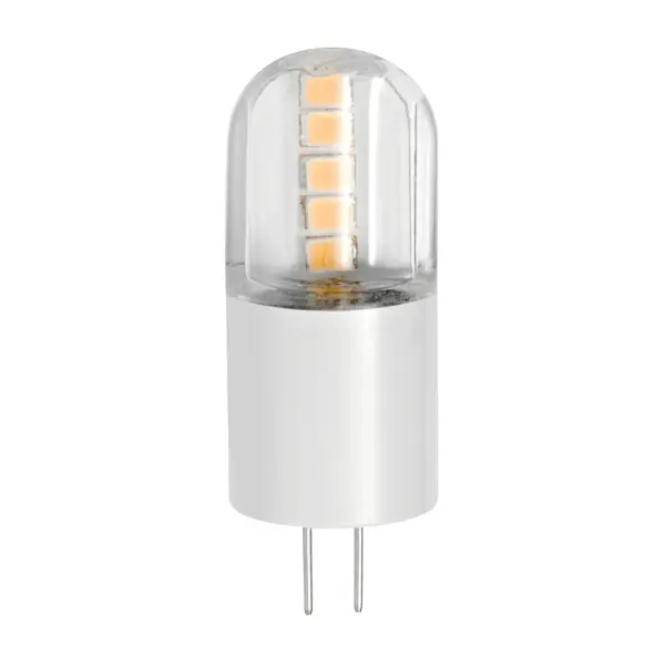 Compact 1.5W LED replacement lamp delivering warm 2700K light with 180 lumens output. Wet-rated for outdoor durability with 300-degree beam spread, ideal for landscape and pathway lighting applications.