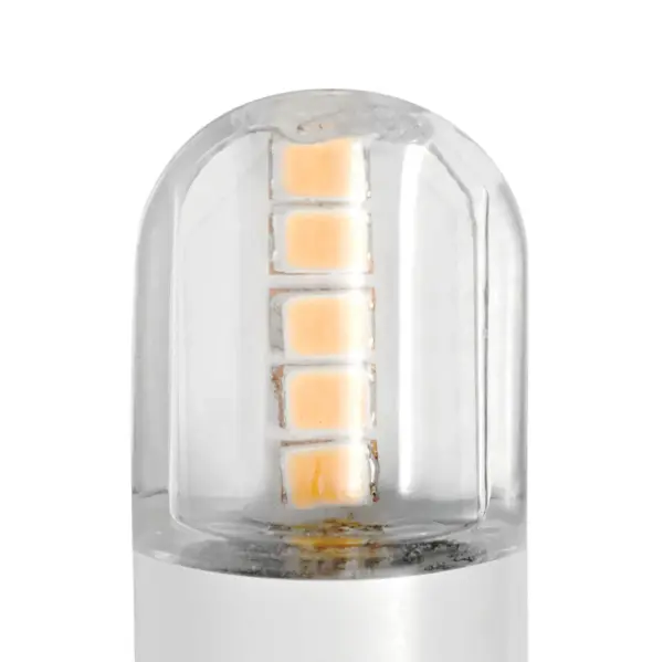 Compact 1.5W LED replacement lamp delivering warm 2700K light with 180 lumens output. Wet-rated for outdoor durability with 300-degree beam spread, ideal for landscape and pathway lighting applications. - alternate view