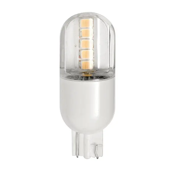 Compact 3W LED replacement lamp delivering warm 3000K light with 180 lumens output. Wet-rated for outdoor durability with 300-degree beam spread, ideal for landscape and pathway lighting applications.