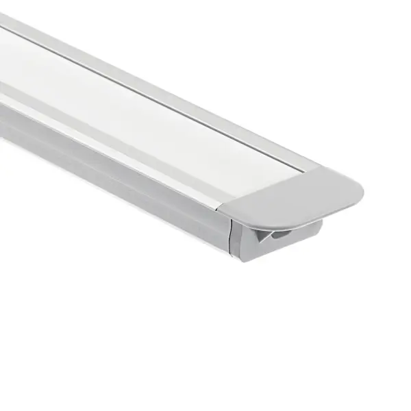 This aluminum extrusion kit provides a sleek, recessed mounting solution for LED tape lighting in cabinets, shelves, and walls. The white opaque lens diffuses light evenly while the low-profile design disappears into installations.