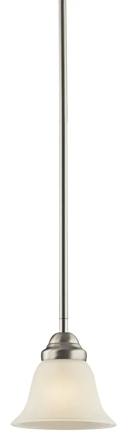 The Wynberg mini pendant delivers understated elegance with its compact 6-inch profile and satin etched glass shade. The brushed nickel finish provides versatile appeal that works across traditional and transitional interiors.