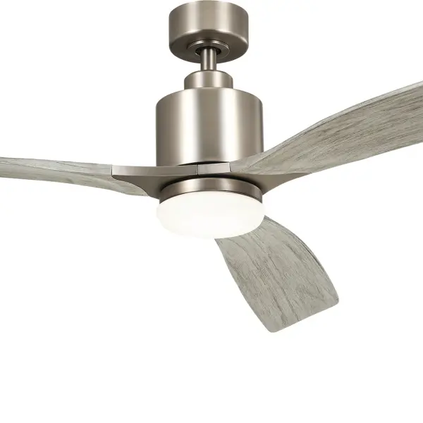 The Ridley ceiling fan combines substantial airflow with modern integrated LED technology in a versatile antique pewter finish. Its 60-inch span makes it ideal for large rooms while the dimmable 3000K LED provides warm, efficient lighting. - alternate view