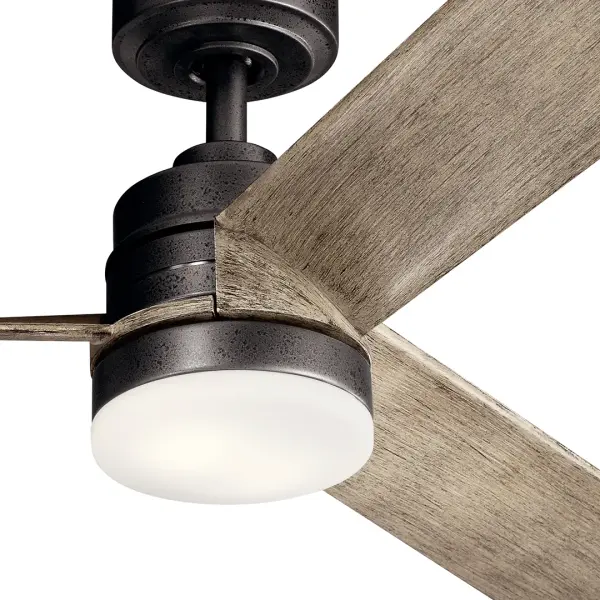 The Spyn ceiling fan combines contemporary design with practical functionality. Its 52-inch span and integrated 3000K LED lighting make it ideal for larger spaces, while the dimmable feature and efficient AC motor provide comfort and energy savings. - alternate view