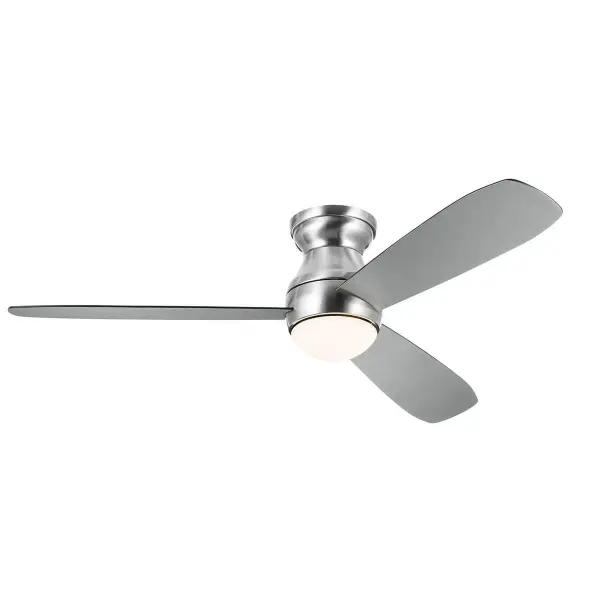 The Bead ceiling fan combines contemporary style with practical functionality. Its 54-inch blade span and integrated LED lighting make it ideal for larger rooms, while the brushed stainless steel finish adds modern elegance.