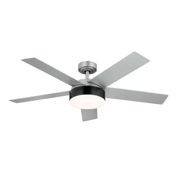 The Compass ceiling fan combines contemporary styling with practical functionality. Its 52-inch blade span and integrated LED light make it ideal for medium to large rooms, while reversible blades and dimmable lighting offer year-round comfort.