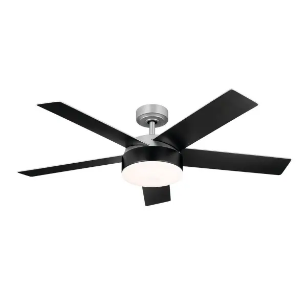 The Compass ceiling fan combines contemporary styling with practical functionality. Its 52-inch blade span and integrated LED light make it ideal for medium to large rooms, while reversible blades and dimmable lighting offer year-round comfort. - alternate view