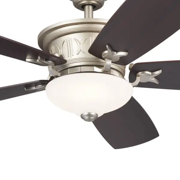 The Crescent ceiling fan combines modern efficiency with transitional style. Its 56-inch span and integrated 3000K LED lighting make it ideal for large rooms, while reversible blades and dimmable controls offer year-round comfort. - alternate view