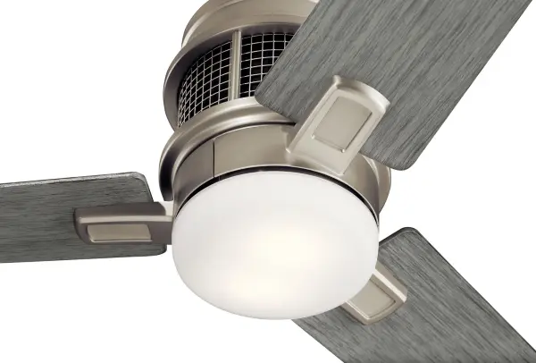 The Chiara ceiling fan combines contemporary style with practical functionality. Its 52-inch span and integrated 3000K LED lighting make it ideal for medium to large rooms, while the brushed nickel finish adds a refined touch. - alternate view