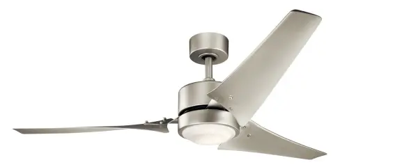 The Rana 60" ceiling fan combines striking modern aesthetics with exceptional performance. Its wind turbine-inspired curved blades deliver impressive airflow while the integrated LED light provides warm illumination.