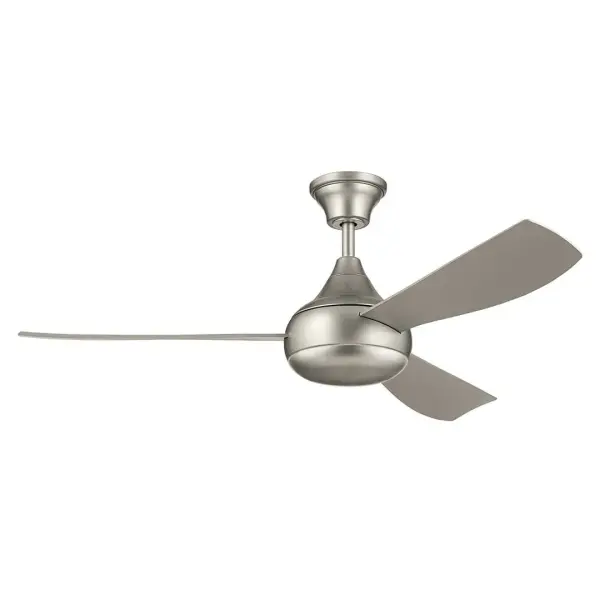 The Ample ceiling fan combines contemporary design with practical functionality, featuring a 54-inch span, integrated LED lighting with selectable color temperature (3000K-5000K), and damp location rating for versatile placement. - alternate view