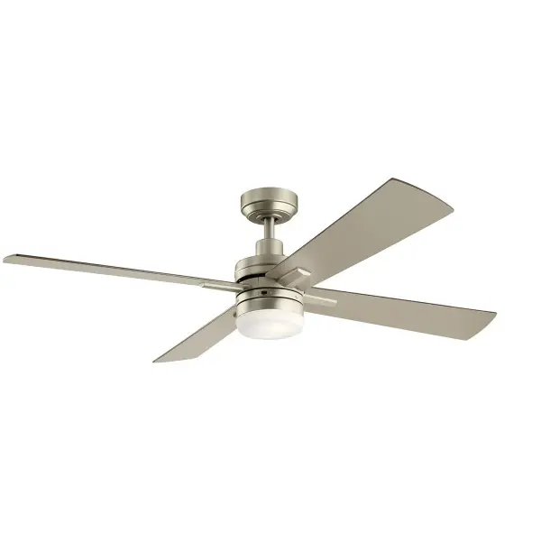 The Lija ceiling fan combines efficient airflow with integrated LED lighting in a clean, contemporary design. Reversible walnut/silver blades offer styling flexibility, while the etched opal glass provides soft, even illumination.