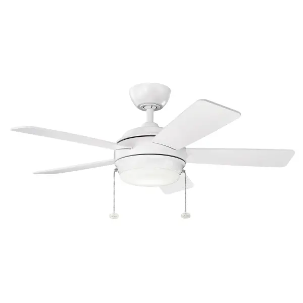 The Starkk combines clean transitional design with exceptional performance. Its 72 CFM/W efficiency and integrated LED light make it ideal for medium-sized rooms seeking style and function.
