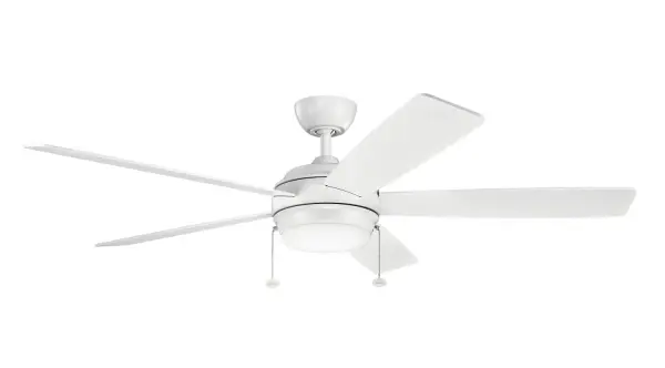 The Starkk delivers exceptional airflow (5,329 CFM) with energy-efficient LED lighting in a sleek matte white finish. Its 71 CFM/W efficiency and clean lines make it ideal for modern and transitional spaces.