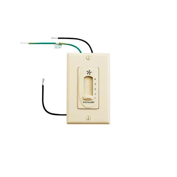 This wall-mounted control system provides convenient operation of ceiling fan speed and lighting functions. The ivory finish offers a neutral aesthetic that coordinates with most interior styles. - alternate view