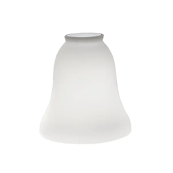 Compact glass shade designed as a replacement part for ceiling fan light kits. Features universal sizing to fit most standard fan fixtures with a 2.25-inch fitter diameter.