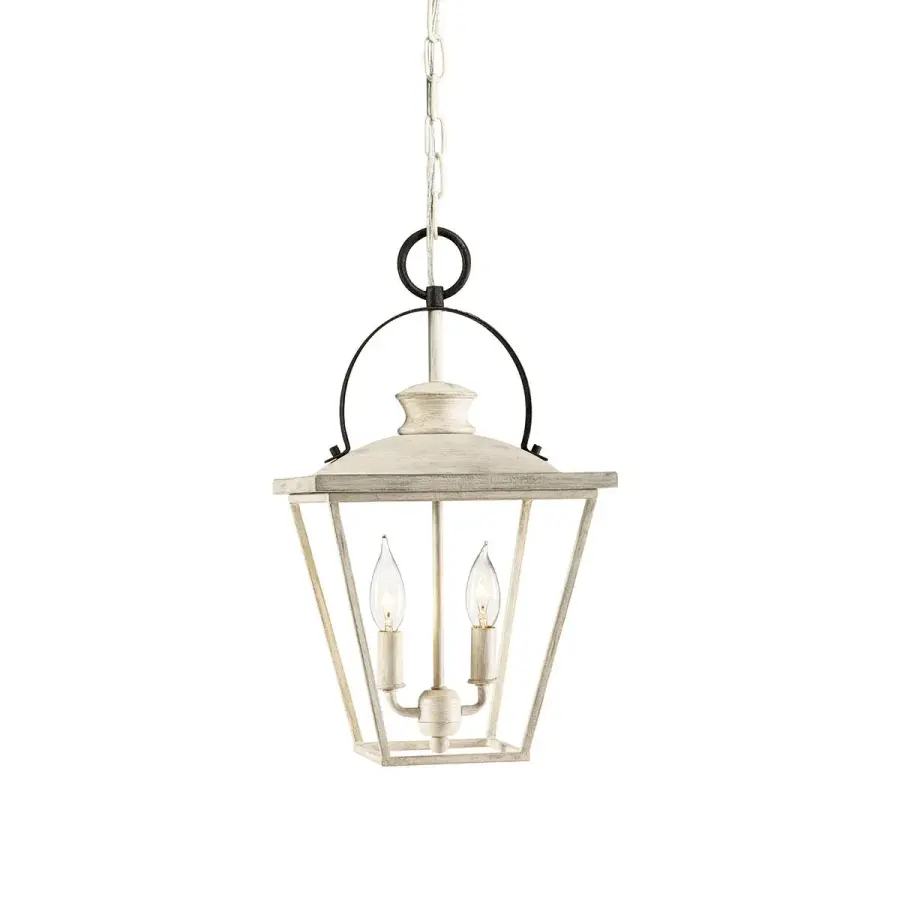 Charming Coastal Farmhouse Pendant with Distressed White Finish - Image 1