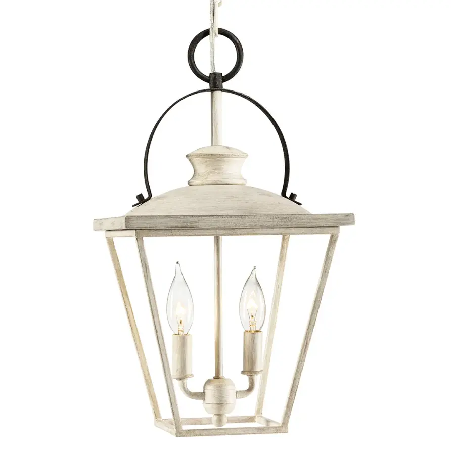Charming Coastal Farmhouse Pendant with Distressed White Finish - Image 2
