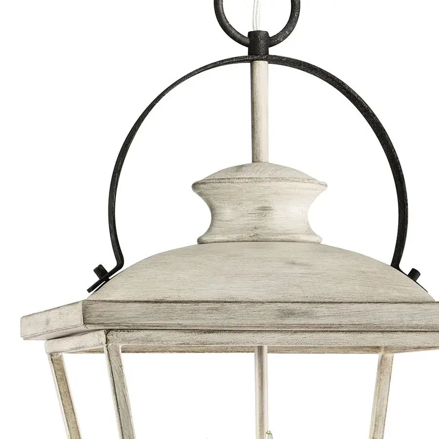 Charming Coastal Farmhouse Pendant with Distressed White Finish - Image 3